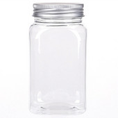 Set de borcane pentru condimente, 12 bucăți, sticlă de plastic transparentă, sticlă de ambalare pentru alimente, capac de metal ermetic, recipient pătrat gol pentru condimente