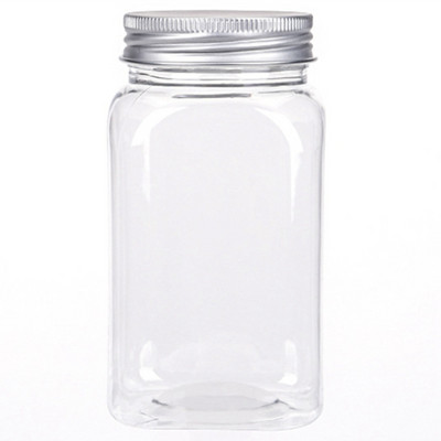 Set de borcane pentru condimente, 12 bucăți, sticlă de plastic transparentă, sticlă de ambalare pentru alimente, capac de metal ermetic, recipient pătrat gol pentru condimente