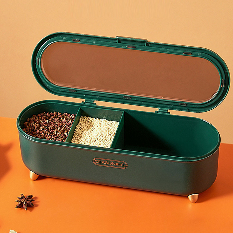 4 Cells Fűszerüveg Só Bors Fűszer tároló Doboz Fűszerek Paprikás üvegek Konyhai Fűszertartó Kellékek