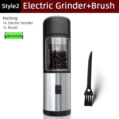 Elektrinė druskos arba pipirų malūnėlis, Baterija veikianti gravitacinė pipirų malūnėlis su šviesos perjungimo mygtuku, automatinis pipirų malūnas