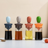 Dozator portabil de ulei pentru sos de ulei pentru condimente, cu perie de silicon pentru gătit, coacere, condimente pentru grătar, cutie de ulei de calitate alimentară