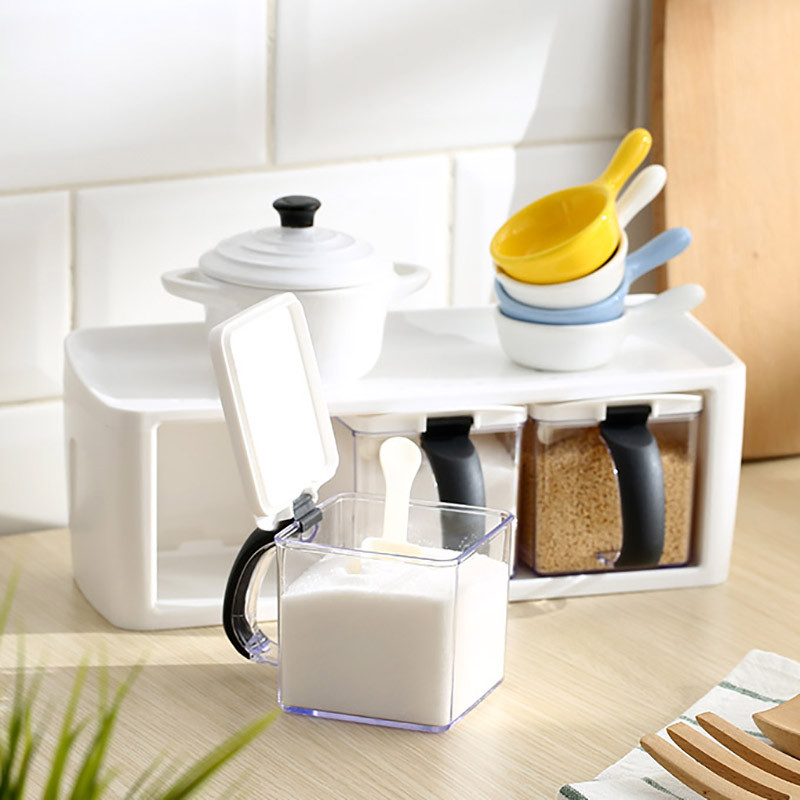 Cutie organizatoare de condimente Multi Grile Recipient de depozitare pentru condimente de zahăr Borcan de condimente de capacitate mare Set de depozitare pentru consumabile