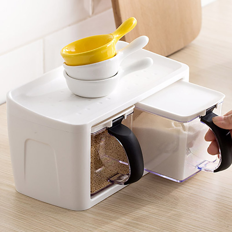 Cutie organizatoare de condimente Multi Grile Recipient de depozitare pentru condimente de zahăr Borcan de condimente de capacitate mare Set de depozitare pentru consumabile