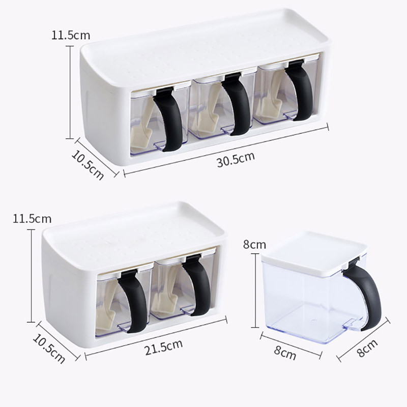 Cutie organizatoare de condimente Multi Grile Recipient de depozitare pentru condimente de zahăr Borcan de condimente de capacitate mare Set de depozitare pentru consumabile