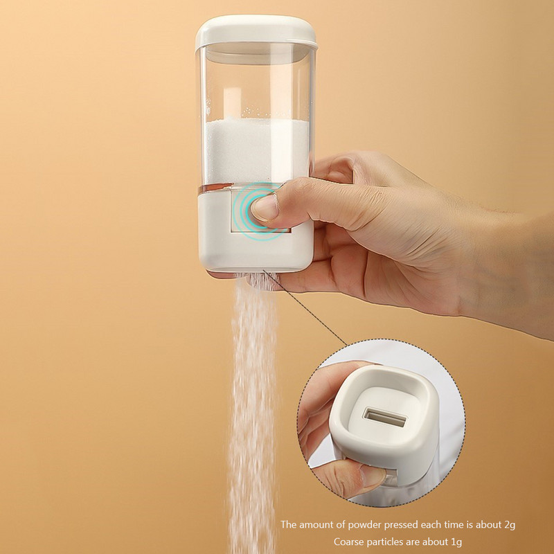 Saliner cantitativ Tip împingere Sticla de control al sării Instrument pentru borcan de condimente Recipient pentru condimente Piper Limită de sticlă Saliner 2g