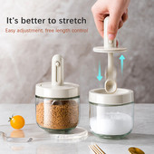 Borcan de condimente Sticla de sticlă de condimente Piper Sare Cutie de condimente Oală de ulei Sigilată 2 în 1 Cutie retractabilă de condimente de bucătărie Ustensile de bucătărie