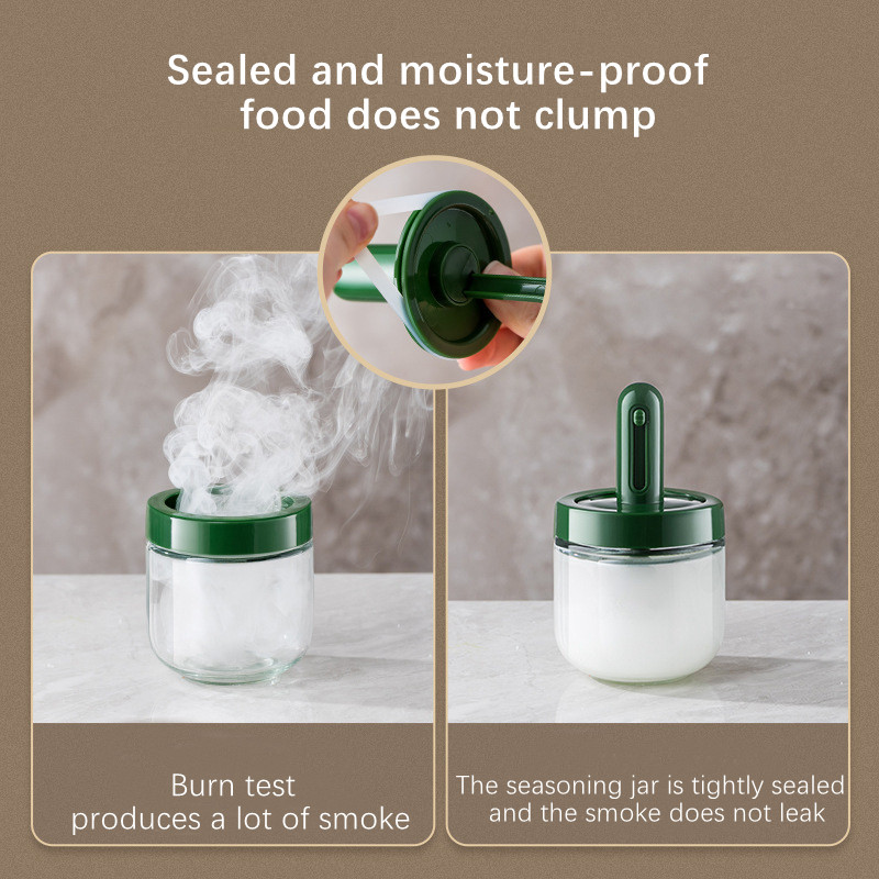 Borcan de condimente Sticla de sticlă de condimente Piper Sare Cutie de condimente Oală de ulei Sigilată 2 în 1 Cutie retractabilă de condimente de bucătărie Ustensile de bucătărie