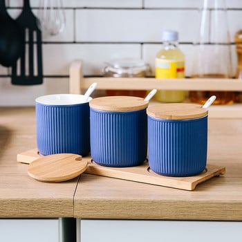 Nordic Ceramic Seasoning Box Σετ καρυκεύματα κατσαρόλας Οικιακή κουζίνα Καρυκεύματα Ppot πιπέρι αλάτι Ζαχαροκύπελλο Μπουκάλι καρυκεύματα JU31702