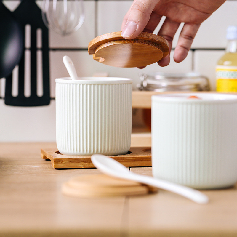 Nordic Ceramic Fűszerdoboz Fűszeres edénykészlet Háztartási Konyhai Fűszerezés Ppot Bors Só Cukortál Fűszeres üveg JU31702