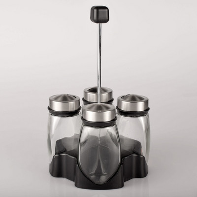 Forgó fűszertartó készletek Üveg Cukor Bors Só Bors Fűszertartó Olaj Ecet Shaker Tartó Konyhai tároló állvány