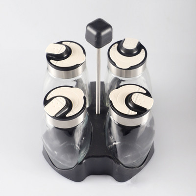 Forgó fűszertartó készletek Üveg Cukor Bors Só Bors Fűszertartó Olaj Ecet Shaker Tartó Konyhai tároló állvány