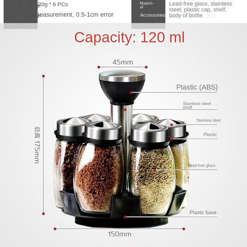 Csomagolás fűszeres doboz készlet Fűszeres üveg Konyha Háztartási Kreatív Forgó fűszeres üveg Fűszeres doboz Fűszeres üveg