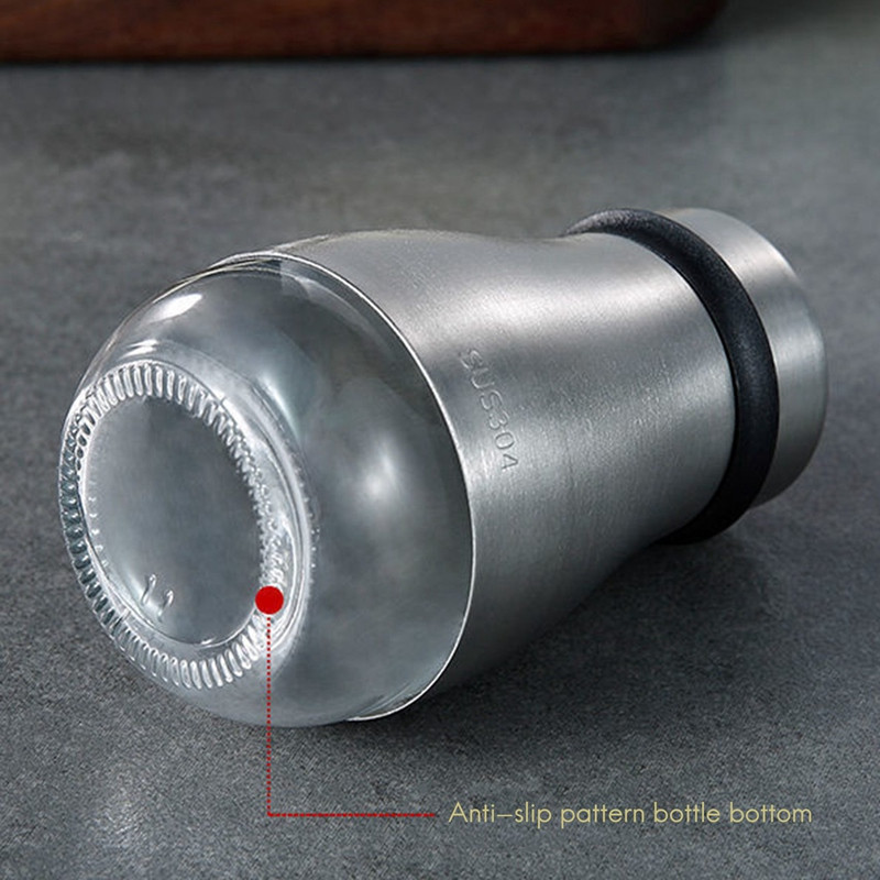 Set lonaca za sol i papar Solanka od nehrđajućeg čelika sa staklenim postoljem s podesivim otvorom za izlijevanje