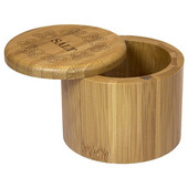 Cutie de sare, cutie de depozitare din bambus cu capac pivotant magnetic, „Sare” gravat pe capac