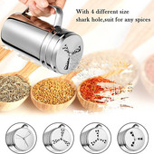 Borcan de condiment din oțel inoxidabil cu mâner Agitator de sare de zahăr Sticla de piper Capac rotativ pentru grătar Condimente Borcan de piper Gadgets de bucătărie