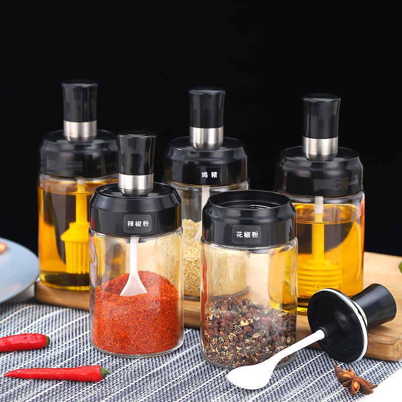 Gadgets de bucătărie Sticle de condimente Cutie de condimente Bucătărie Condimente de depozitare Borcane de sticle PP transparentă Sare Piper Chimen Pudră Set cutie