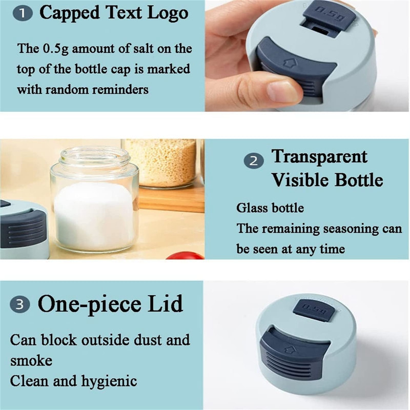 Dozator de sare LUDA Dozator de sare cu dozare din sticla, tip presare Sare cantitativa Sticla de condimente din sticla Cutie Sare de condimente