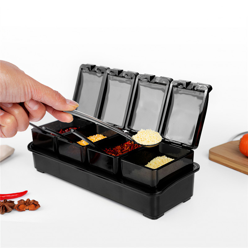 300 ml-es fűszeres doboz, jól záródó fűszerüveg edény, fűszeres tartály konyhai fűszerezés edény kanál sóval fűszerpaprikához