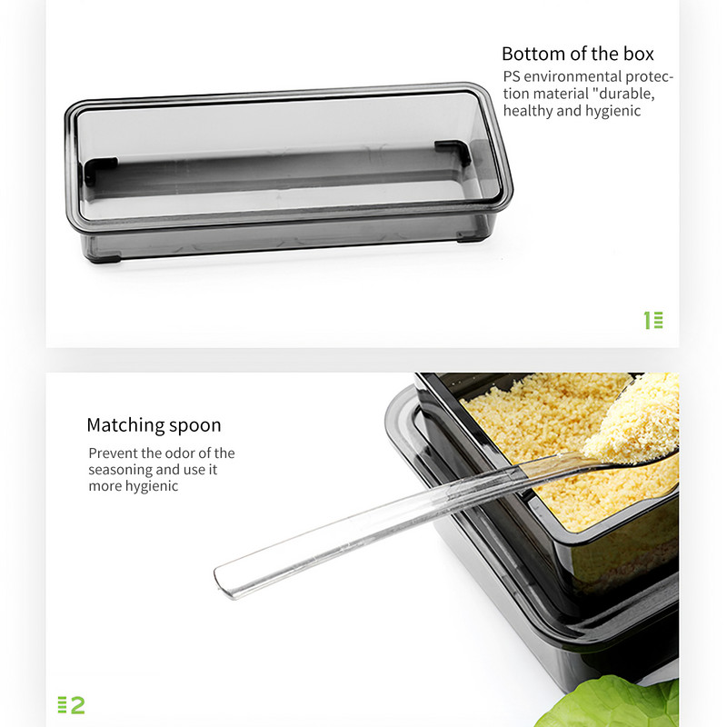 300 ml-es fűszeres doboz, jól záródó fűszerüveg edény, fűszeres tartály konyhai fűszerezés edény kanál sóval fűszerpaprikához