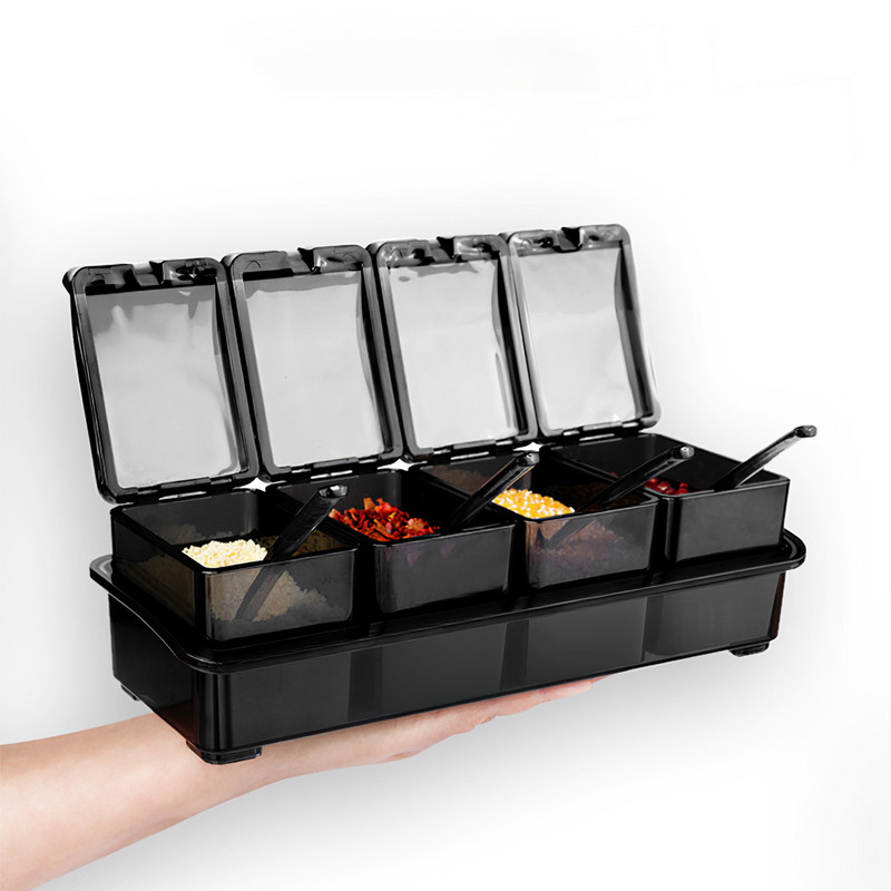 300 ml-es fűszeres doboz, jól záródó fűszerüveg edény, fűszeres tartály konyhai fűszerezés edény kanál sóval fűszerpaprikához