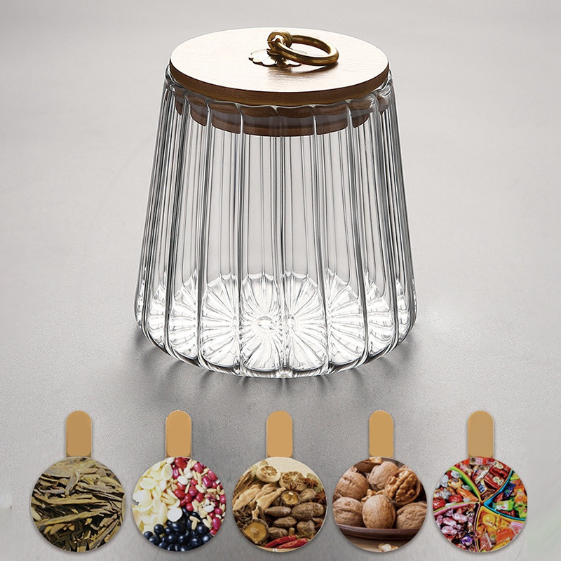 Oală de condiment din sticlă transparentă LUDA cu capac, borcan de depozitare pentru ceai, cutie de depozitare sare piper bol pentru zahăr Accesorii pentru bucătărie