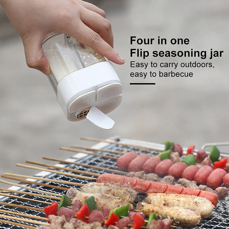 2 db fűszer tartály, 4 rácsos fűszeres tégely, konyhai piknik grill étterem utazási sódoboz, saláta steak grillezéshez, stb