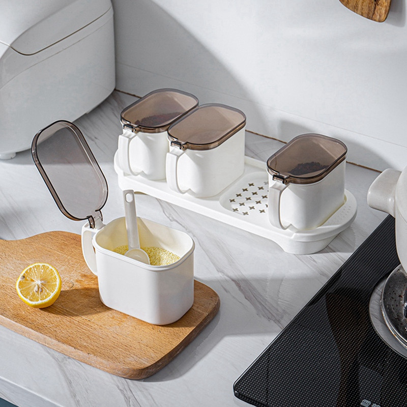 Fűszerdoboz szett Fűszertároló tartály kanál légmentesen záródó fűszerdobozos fűszeres üvegek fűszersó cukordobozhoz