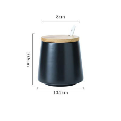 Set de borcane din ceramică pentru condimente Borcan de depozitare pentru condimente Tavă din bambus de uz casnic Borcan pentru condimente Cutie cu sos Sare Cutie de zahăr Unelte pentru organizator de bucătărie