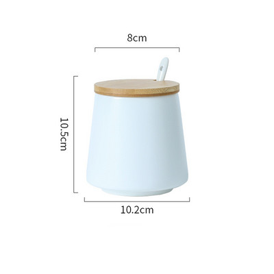 Set de borcane din ceramică pentru condimente Borcan de depozitare pentru condimente Tavă din bambus de uz casnic Borcan pentru condimente Cutie cu sos Sare Cutie de zahăr Unelte pentru organizator de bucătărie