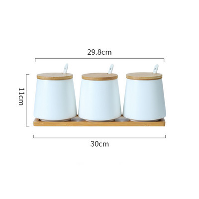 Set de borcane din ceramică pentru condimente Borcan de depozitare pentru condimente Tavă din bambus de uz casnic Borcan pentru condimente Cutie cu sos Sare Cutie de zahăr Unelte pentru organizator de bucătărie