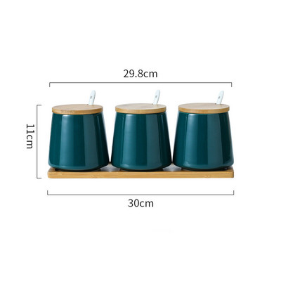 Set de borcane din ceramică pentru condimente Borcan de depozitare pentru condimente Tavă din bambus de uz casnic Borcan pentru condimente Cutie cu sos Sare Cutie de zahăr Unelte pentru organizator de bucătărie