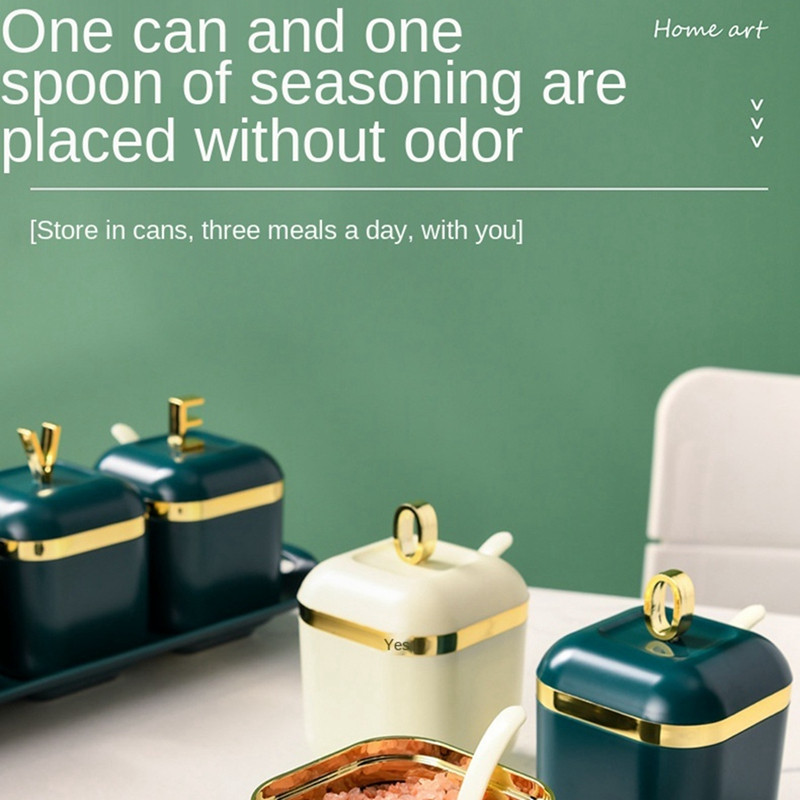 Otthoni konyha fűszeres doboz Eszközök műanyag fűszeres tégely zöld Phnom Penh sótartó cukortál