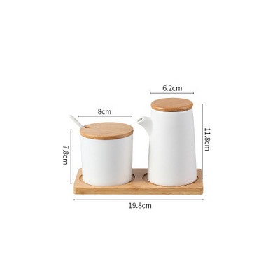 3vnt Keraminis prieskonių butelis šiaurietiško stiliaus virtuvės prieskonių indelių rinkinys mediniu dangteliu Druskos plaktuvas prieskonių indelio virtuvės priedai