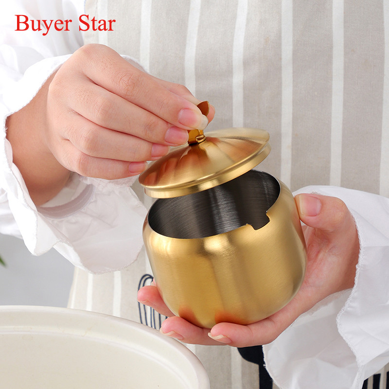 Auksinis padažas Nerūdijančio plieno druskos butelis Prieskonių stiklainiai su dangteliu ir šaukštu stalo reikmenys Metaliniai cukraus laikymo indai Virtuvės įrankiai