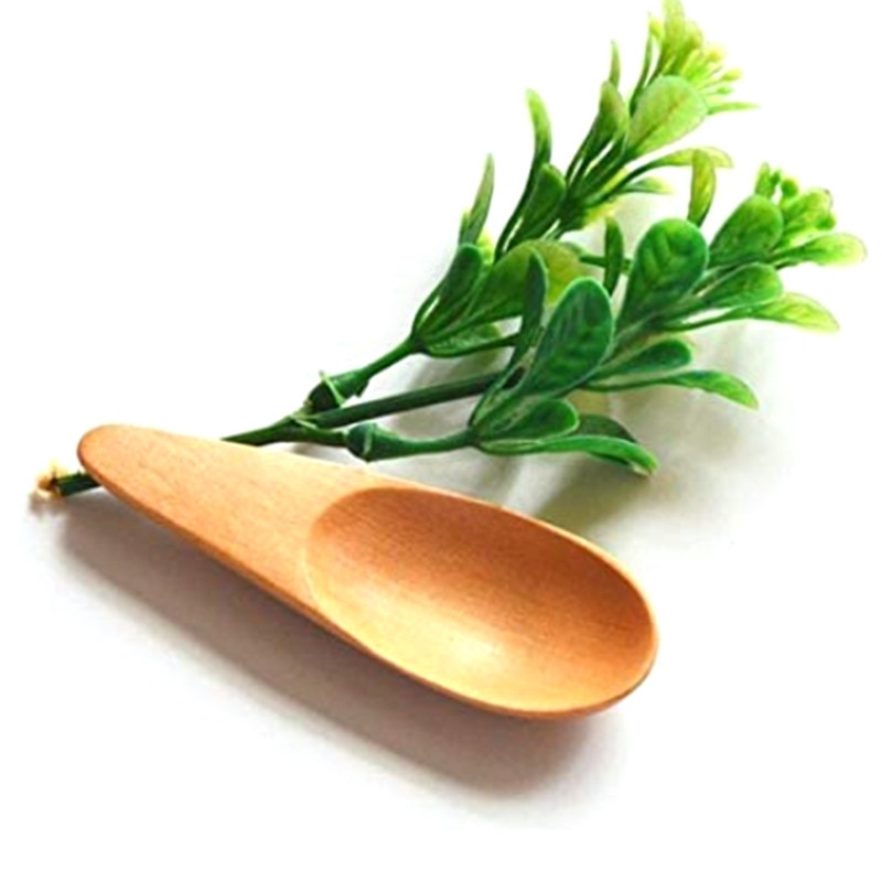 Új bambusz fa és fűszer tároló doboz, fedéllel, fa teáskanál. Természetes és környezetbarát, tökéletes cukor, só (2 db)