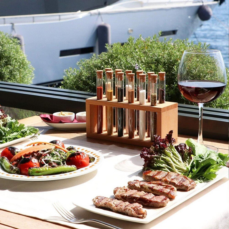 Fából készült fűszerkészlet Fűszercsövek Konyhai eszközök Tartozékok Scuba Corkhoz Praktikus helytakarékos konyhai eszközök Kerek fűszeres üvegek