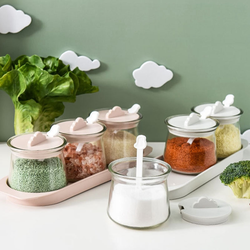 LBER virtuvės prieskonių indelių rinkinys su dangteliu buitinė laikymo dėžė Druskos pipirų plaktuvo prieskonių indelio talpykla