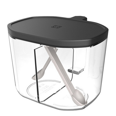 Majapidamises kasutatav maitseainepurk lusikaga 2 kambriga läbipaistva maitseainesoola hoidja mahuti säilituskarp Vürtsipudeli köögividinad