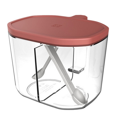 Majapidamises kasutatav maitseainepurk lusikaga 2 kambriga läbipaistva maitseainesoola hoidja mahuti säilituskarp Vürtsipudeli köögividinad