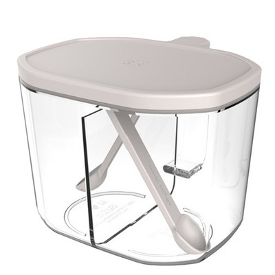 Majapidamises kasutatav maitseainepurk lusikaga 2 kambriga läbipaistva maitseainesoola hoidja mahuti säilituskarp Vürtsipudeli köögividinad