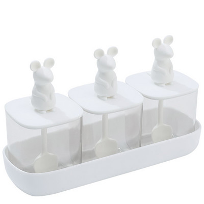 Átlátszó fűszertartó rajzfilm fogantyúval és fedéllel Vízálló fűszeres tároló edény otthoni konyhai főzéshez WXV akció