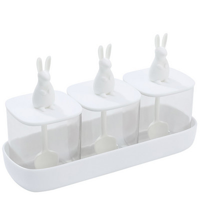 Átlátszó fűszertartó rajzfilm fogantyúval és fedéllel Vízálló fűszeres tároló edény otthoni konyhai főzéshez WXV akció