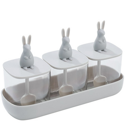 Átlátszó fűszertartó rajzfilm fogantyúval és fedéllel Vízálló fűszeres tároló edény otthoni konyhai főzéshez WXV akció