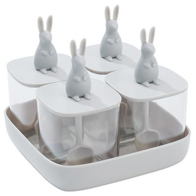 Átlátszó fűszertartó rajzfilm fogantyúval és fedéllel Vízálló fűszeres tároló edény otthoni konyhai főzéshez WXV akció