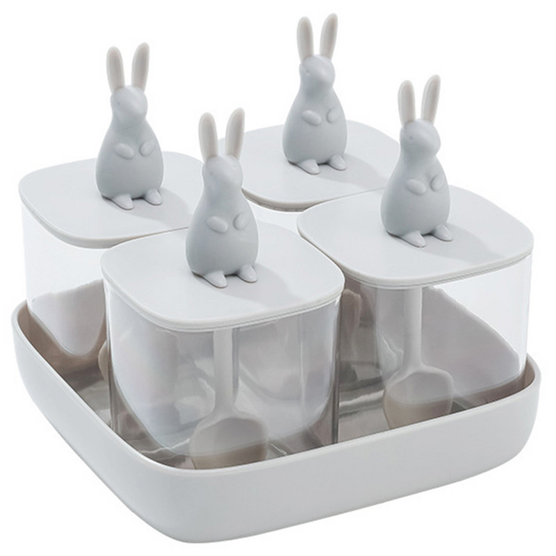 Átlátszó fűszertartó rajzfilm fogantyúval és fedéllel Vízálló fűszeres tároló edény otthoni konyhai főzéshez WXV akció