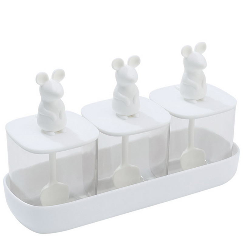 Átlátszó fűszertartó rajzfilm fogantyúval és fedéllel Vízálló fűszeres tároló edény otthoni konyhai főzéshez WXV akció