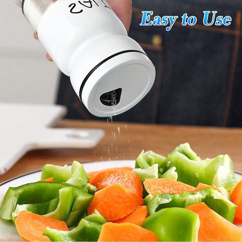 2 db fekete-fehér só- és borsszóró készlet, borsszóró ecsettel és tölcsérrel, parasztházi konyha dekoráció