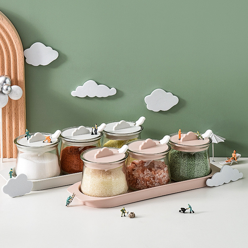 Set Borcane De Mirodenii De Bucătărie Cu Capac Cutie De depozitare De uz casnic Agitator de sare Piper Recipient pentru condimente