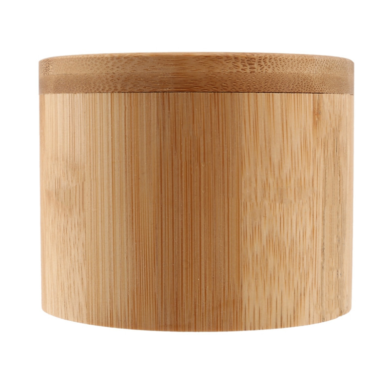 Cutie de sare, cutie de depozitare din bambus cu capac pivotant magnetic, „Sare” gravată pe capac Cutie de depozitare pentru sare pentru păstrarea sării de masă