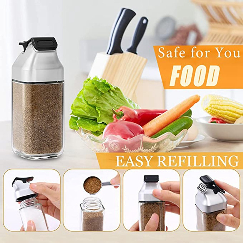 4 csomagos só- és borsszóró készlet - Üveg sószóró zárt fedéllel - Aranyos fűszeradagoló konyhába vagy étterembe
